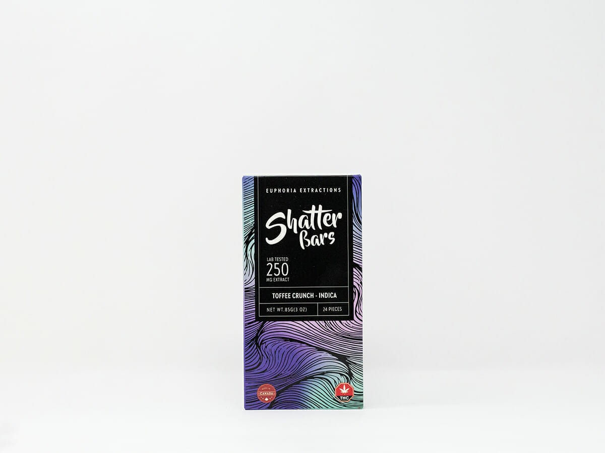 Euphoria Extractions – 250mg Shatter Bar – Toffee Crunch (Indica) | BC Weed Edible Canada