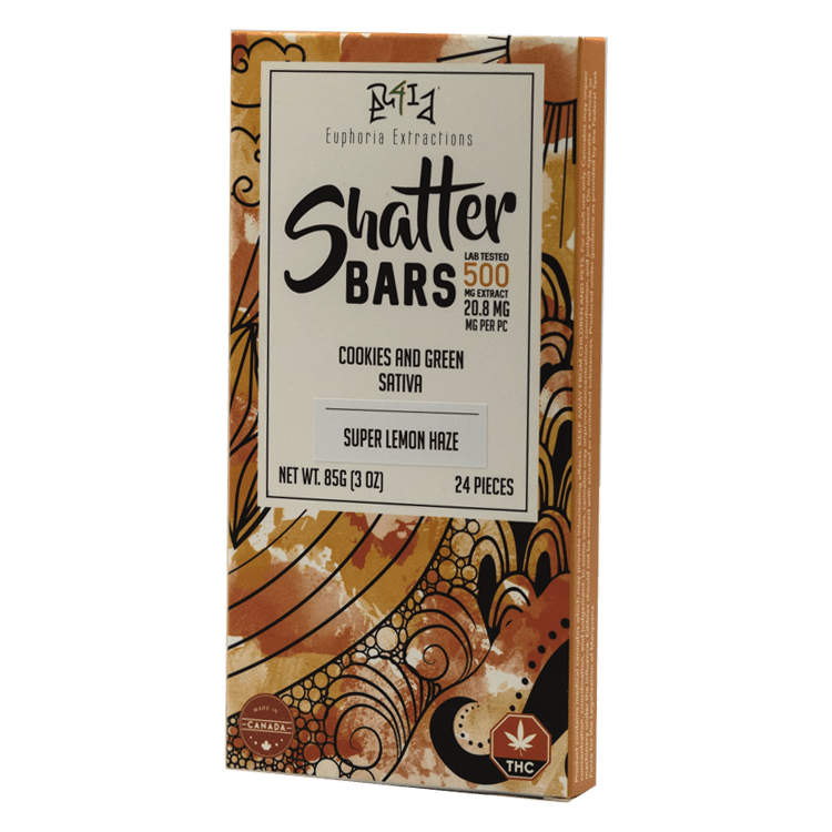 Euphoria Extractions – 500mg Shatter Bar – Cookies and Green (Sativa) | BC Weed Edible Canada