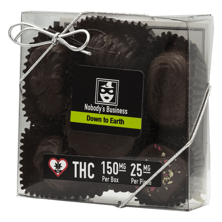 Nobody’s Business – Artisan Infused Chocolates – Down To Earth – 150mg THC | BC Weed Edible Canada