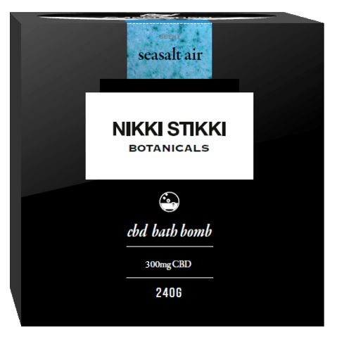 Nikki Stikki Botanicals – CBD Bath Bomb – Sea Salt Air – 300mg CBD | BC Weed Edible Canada