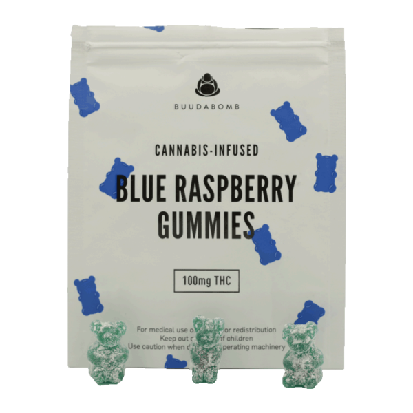 Buudabomb – Blue Raspberry Gummies – 100mg | BC Weed Edible Canada