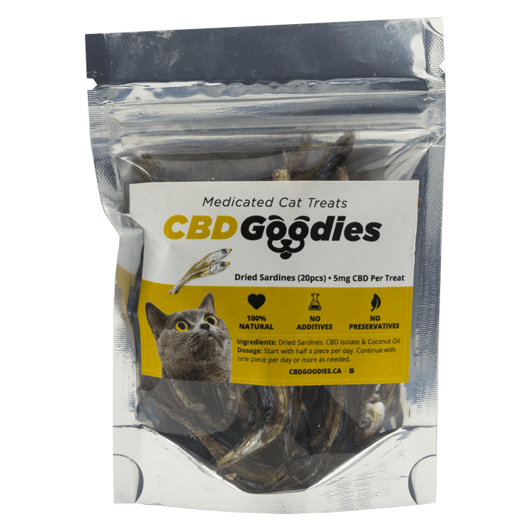 CBD Goodies – Medicated Cat Treats – Dried Sardines – 100mg CBD | BC Weed Edible Canada