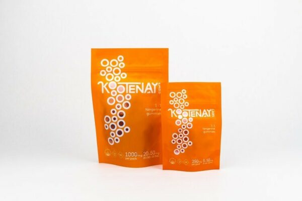 Kootenay Labs – 1:1 Gummies – Tangerine – 1000mg | BC Weed Edible Canada