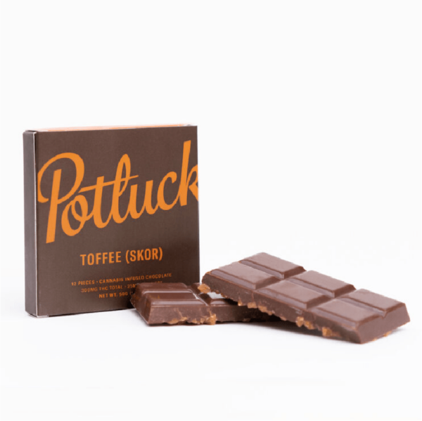 Potluck – Infused Chocolate – Toffee (Skor) – 300mg THC | BC Weed Edible Canada